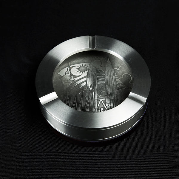 Pewter Ash Tray With Wooden Base- PW7403KLTS